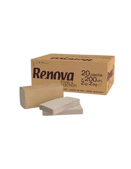 Toallitas Zig Zag Secamanos Renova Blue Caja 20×200 Uds